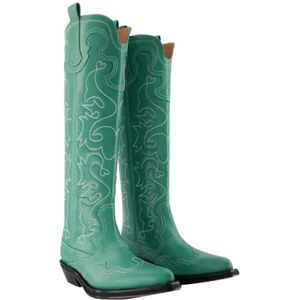 Ganni, Schoenen, Dames, Groen, 37 EU, Leer, Leather boots