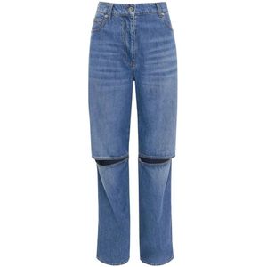 JW Anderson, Blauwe Denim Jeans met JW-Initials Logo Blauw, Dames, Maat:3XS