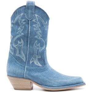 Vic Matié, Blauwe Denim Western Stijl Laarzen Blauw, Dames, Maat:39 1/2 EU