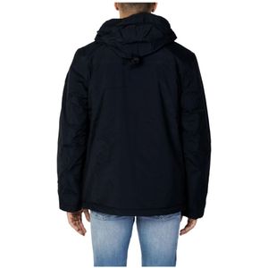 Napapijri, Jassen, Heren, Zwart, S, Nylon, Zwarte Nylon Hoodie met Ritssluiting