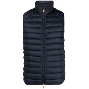 Save The Duck, Jassen, Heren, Blauw, S, Polyester, Blauwe gewatteerde vest met rits