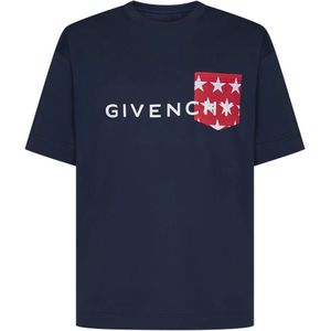 Givenchy, Tops, Heren, Blauw, S, Katoen, Blauwe T-shirts & Polos voor heren
