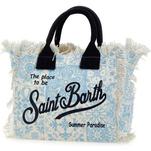 MC2 Saint Barth, Barok Patroon Handtas Blauw Wit Veelkleurig, Dames, Maat:ONE Size