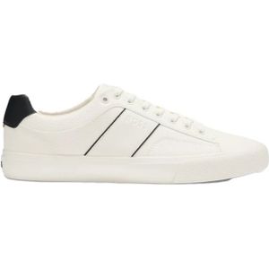 Hugo Boss, Schoenen, Heren, Wit, 46 EU, Leer, Witte Leren Sneakers - Aiden