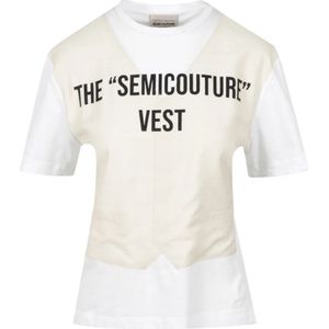 Semicouture, Tops, Dames, Wit, S, Katoen, t-shirt