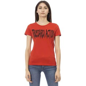 Trussardi, Tops, Dames, Rood, S, Katoen, Crimson Casual Elegance Tee