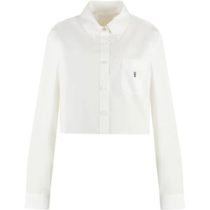 Givenchy, Blouses & Shirts, Dames, Wit, S, Katoen, Katoenen overhemd met button-down kraag