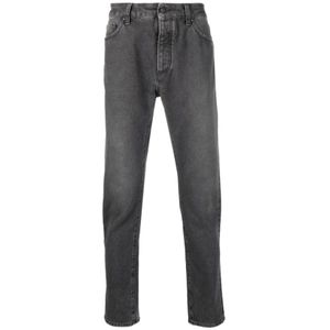 Palm Angels, Jeans, Heren, Zwart, W30, Denim, Slim-fit vervaagde zwarte jeans
