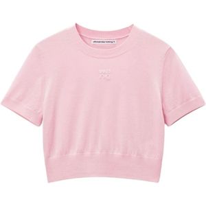 Alexander Wang, Tops, Dames, Roze, M, Wol, Roze Wol Logo T-shirts Polos
