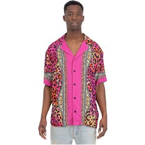 Just Cavalli, Overhemden, Heren, Veelkleurig, XL, Luipaardprint Overhemd
