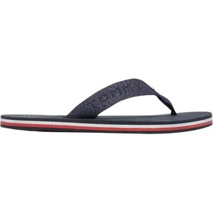 Tommy Hilfiger, Glitter-Omhulde Strandsandalen Blauw, Dames, Maat:36 EU