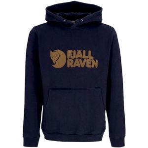 Fjällräven, Sweatshirts & Hoodies, Heren, Blauw, M, Katoen, Donkerblauwe Logo Hoodie Pluche Sweatshirt