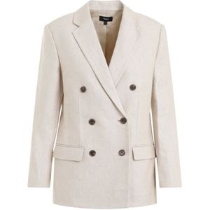 Theory, Straw Double Breasted Jacket Beige, Dames, Maat:L