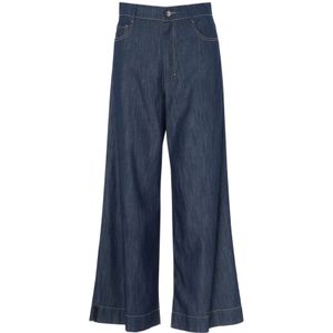 Max Mara, Broeken, Dames, Blauw, XS, Katoen, Blauwe katoenen broek