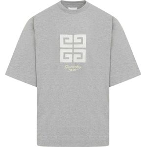 Givenchy, Tops, Heren, Grijs, S, Katoen, Grijze Melange Crew Neck T-Shirt