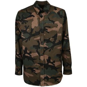 Valentino, Overhemden, Heren, Groen, S, Katoen, Camouflage Overhemdjasje