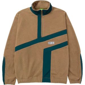 Huf, Vintage Polar Fleece Pullover Bruin, Heren, Maat:L