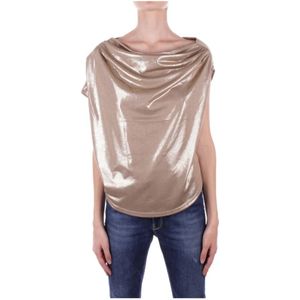 Ralph Lauren, Blouses & Shirts, Dames, Beige, S, Polyester, Beige Sweaters met Metallic Details