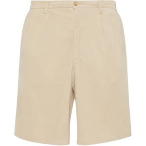 Boggi Milano, Korte broeken, Heren, Beige, S, Katoen, Ultra lichte katoenen velours Bermuda shorts