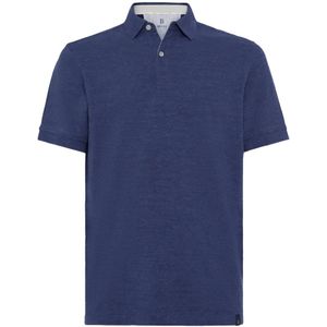 Boggi Milano, Tops, Heren, Blauw, S, Katoen, Regular Fit Katoenen Piqué Polo Shirt