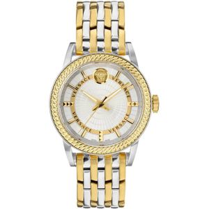 Versace, Code Twee-Tone Roestvrij Stalen Horloge Geel, Heren, Maat:ONE Size