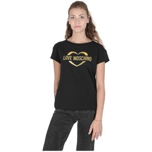 Love Moschino, Tops, Dames, Zwart, L, Katoen, Zwart Katoen Spandex T-Shirt