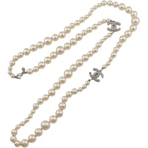 Chanel Vintage, Pre-owned Pearl necklaces Wit, Dames, Maat:ONE Size
