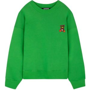 Barrow, Sweatshirts & Hoodies, Heren, Groen, S, Groene Crewneck Sweatshirt met Teddy Letters