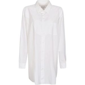 Maison Margiela, Blouses & Shirts, Dames, Wit, 2Xs, Katoen, Witte Katoenen Poplin Overhemd