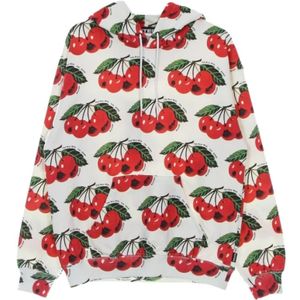 Iuter, lichtgewicht hoodie man cherry allover Wit, Heren, Maat:S