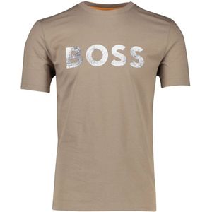 Hugo Boss, Tops, Heren, Bruin, 2Xl, Katoen, Bruin Ronde Hals Katoenen T-shirt