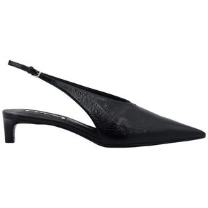 Jil Sander, Zwarte Leren Pumps met Verstelbare Band Zwart, Dames, Maat:37 EU