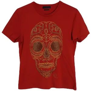 Alexander McQueen Pre-owned, Pre-owned, Dames, Rood, S, Katoen, Pre-owned Cotton tops