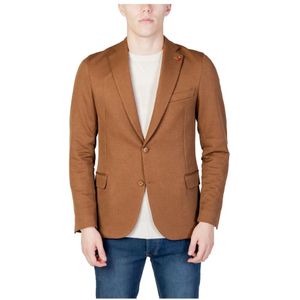 Mulish, Jassen, Heren, Bruin, M, Polyester, Bruine Geknoopte Blazer voor Mannen