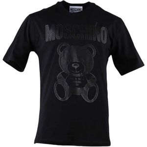 Moschino, Tops, Heren, Zwart, L, Katoen, Korte Mouw Casual T-shirt