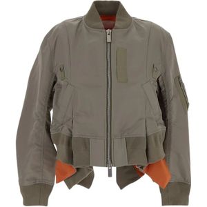 Sacai, Jassen, Dames, Beige, M, Nylon, Nylon Bomberjack