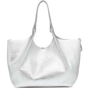 Gianni Chiarini, Elegante Leren Tote Tas Zilver Zand Grijs, Dames, Maat:ONE Size