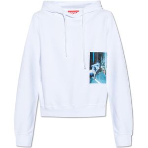 Diesel, Sweatshirts & Hoodies, Dames, Wit, XS, Katoen, ‘F-Reggy-Hood-L2’ hoodie