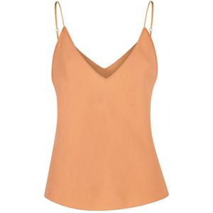 Forte Forte, Tops, Dames, Oranje, L, Polyester, V-Hals Spaghetti Band Textuur Top