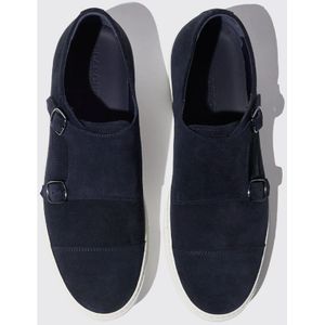 Scarosso, Schoenen, Heren, Blauw, 48 EU, Suède, Handgemaakte Blauwe Suède Monkstrap Sneakers