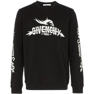 Givenchy, Sweatshirts & Hoodies, Heren, Zwart, L, Katoen, Zwart Logo Sweatshirt Ronde Hals Lange Mouw