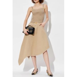 Balmain, Rokken, Dames, Beige, XS, Katoen, Asymmetrische Rok