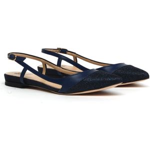 L'arianna, Schoenen, Dames, Blauw, 37 1/2 EU, Blauw Leren en Lurex Slingback