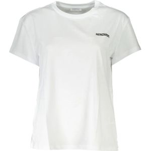 Patrizia Pepe, Tops, Dames, Wit, M, Katoen, Geborduurd Logo Biologisch Katoen T-shirt