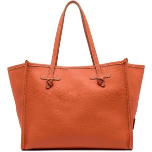 Gianni Chiarini, Tassen, Dames, Oranje, ONE Size, Leer, Koraal Leren Shopper met Clutch