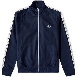 Fred Perry, Retro Taped Track Jacket Blauw, Heren, Maat:L