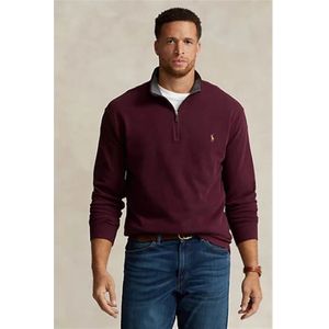 Ralph Lauren, Truien, Heren, Rood, 2Xl, Katoen, Bordeaux Half Zip Katoenen Trui