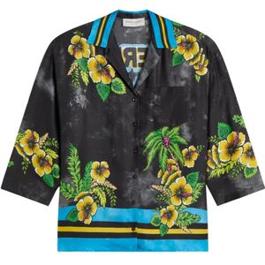 Ermanno Scervino, Bloemen satijnen overhemd lente stijl Veelkleurig, Dames, Maat:XS