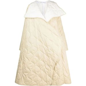 Niccolò Pasqualetti, Diamantquilted Asymmetrische Jas Beige, Dames, Maat:S