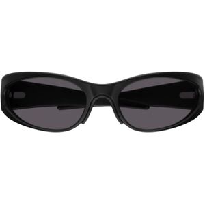 Balenciaga, Accessoires, Heren, Zwart, ONE Size, Nylon, Zwarte aluminium zonnebril met Super 7 spiegelglazen